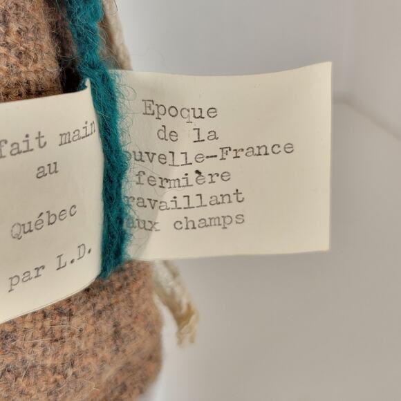 Handmade Quebec Doll Nouvelle-France Era Farm Woman 6" Cloth Base Vintage - Picture 15 of 16